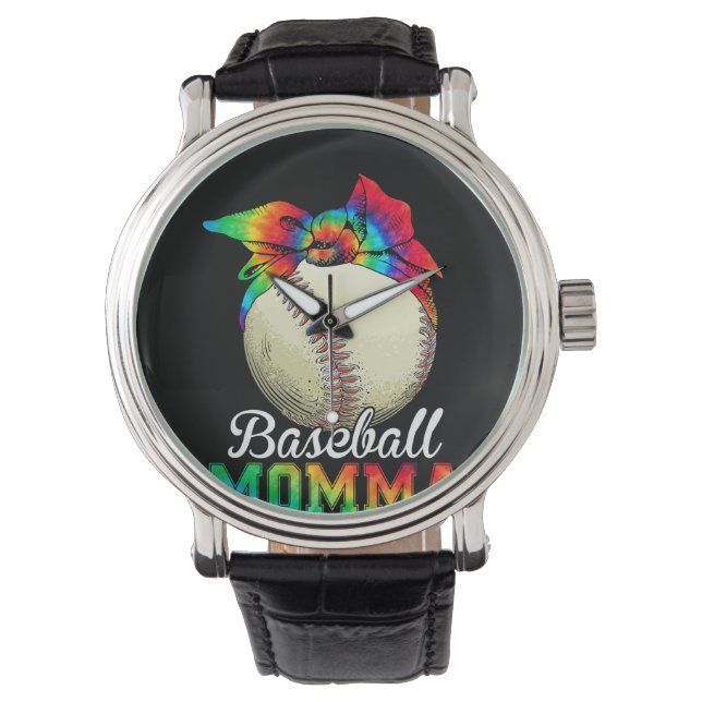 Moeder Baseball Momma Birthday Horloge (Voorkant)