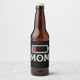 Moeder Batterij Laag Moe Funny Moederdag Bier Etiket