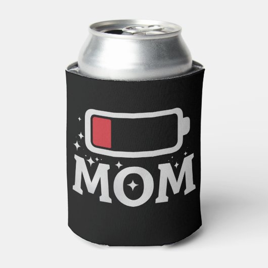 Moeder Batterij Laag Moe Funny Moederdag Blikjeskoeler (Blikje Voorkant)