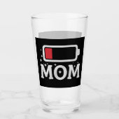 Moeder Batterij Laag Moe Funny Moederdag Glas (Voorkant)