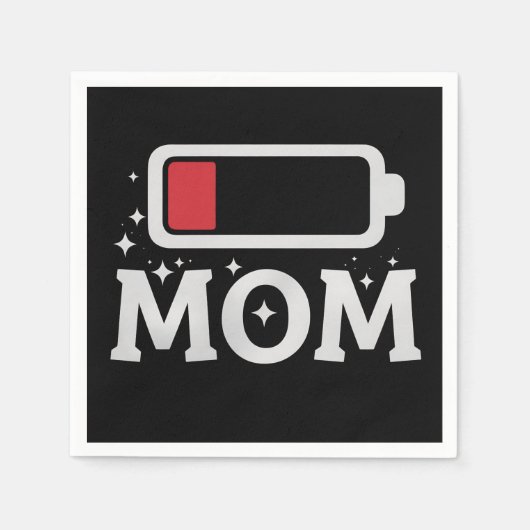 Moeder Batterij Laag Moe Funny Moederdag Servet (Voorkant)