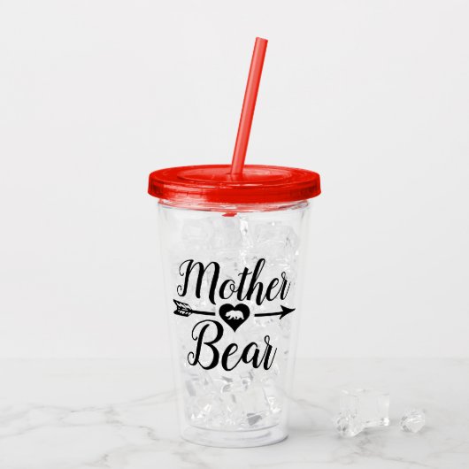 Moeder Beer Arrow met hart Acryl Drinkbeker (Achterkant ijs)