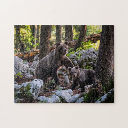 Moeder Beer en Cub Slovenië Legpuzzel (Horizontaal)