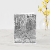 Moeder Beer en welp Kaart (Gele Bloem)