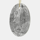 Moeder Beer kijken Cub Keramisch Ornament (Links)