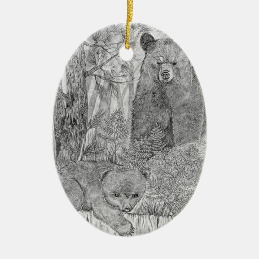 Moeder Beer kijken Cub Keramisch Ornament (Voorkant)