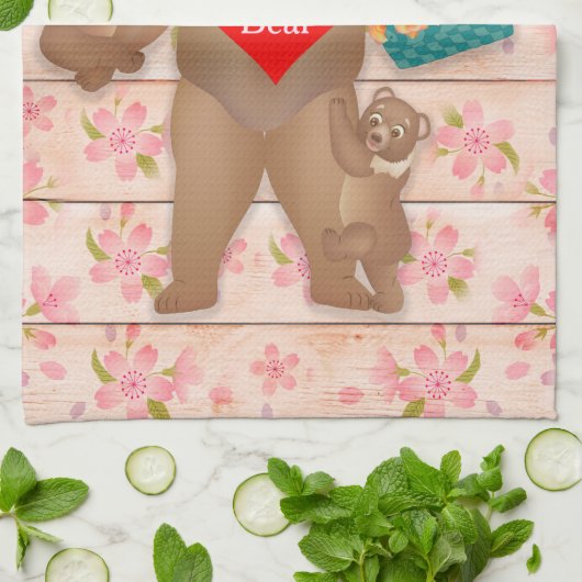 Moeder Beer met koeien, mam-liefde! Theedoek (Gevouwen)