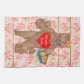 Moeder Beer met koeien, mam-liefde! Theedoek (Horizontaal)