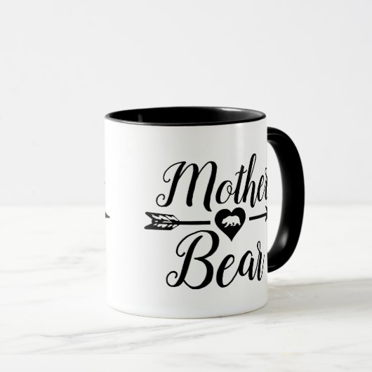 Moeder Beer Pijl met Hart, zwart Mok (Voorkant rechts)