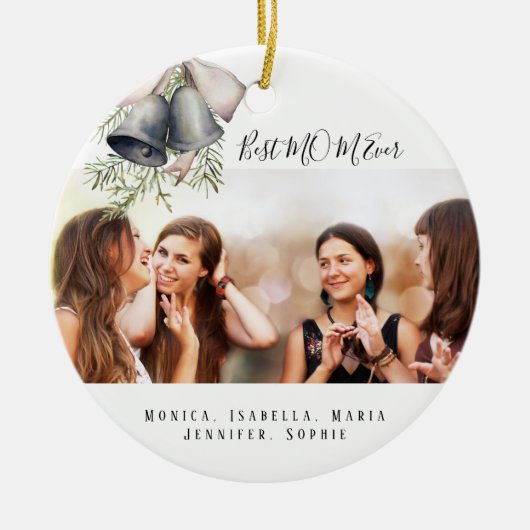 Moeder Best MOM Ever foto kerstgordels Keramisch Ornament (Voorkant)