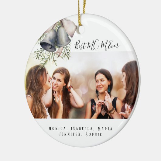 Moeder Best MOM Ever foto kerstgordels Keramisch Ornament (Links)