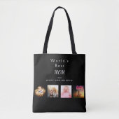 Moeder Beste familie foto collage zwart Tote Bag (Voorkant)