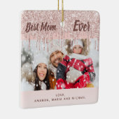 Moeder beste mam foto roos goudstaartglitter keramisch ornament (Rechts)