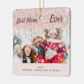 Moeder beste mam foto roos goudstaartglitter keramisch ornament (Links)