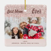Moeder beste mam foto roos goudstaartglitter keramisch ornament (Achterkant)