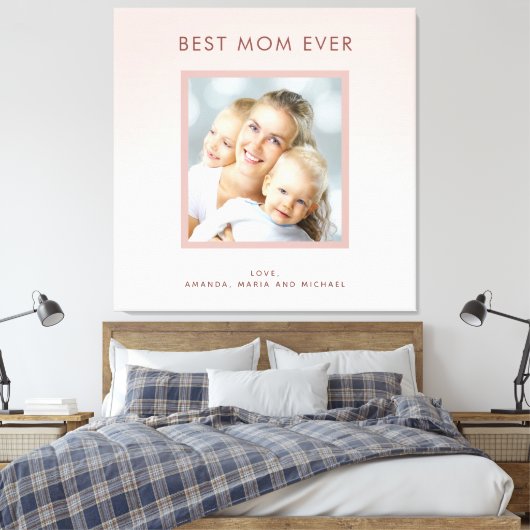 Moeder Beste mama goot roze roze roze goudfoto Canvas Afdruk (Insitu (Slaapkamer))