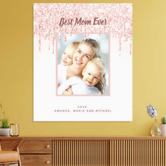 Moeder Beste moeder ooit foto glitter roos goudbri Canvas Afdruk (Insitu (Woonkamer))