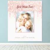Moeder Beste moeder ooit foto glitter roos goudbri Canvas Afdruk (Insitu (Houten vloer))