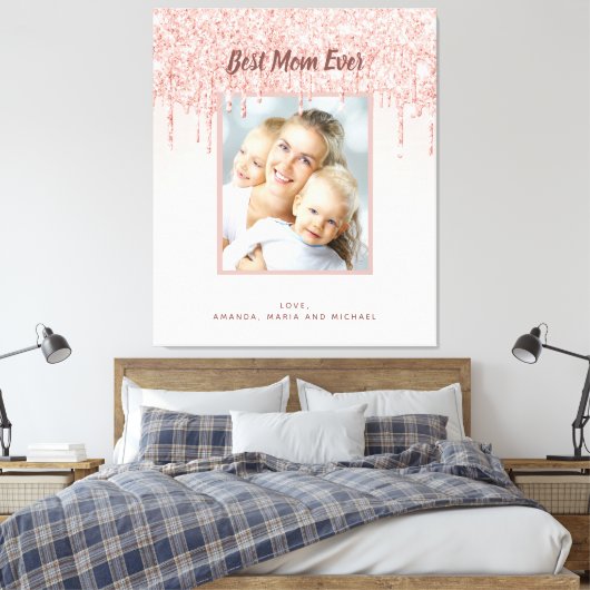 Moeder Beste moeder ooit foto glitter roos goudbri Canvas Afdruk (Insitu (Slaapkamer))
