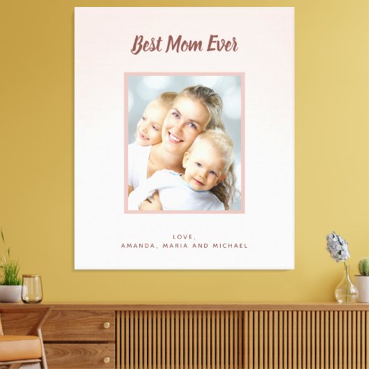 Moeder Beste Moeder Ooit roze goud blozende foto Canvas Afdruk (Insitu (Woonkamer))