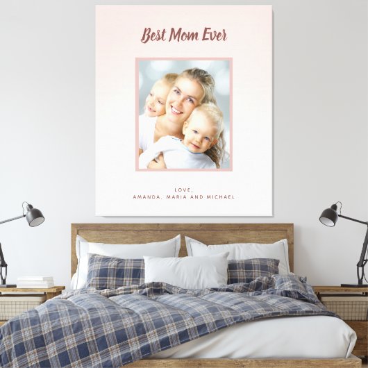 Moeder Beste Moeder Ooit roze goud blozende foto Canvas Afdruk (Insitu (Slaapkamer))