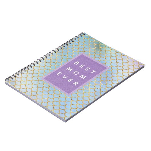 Moeder beste zeemeerminnen blauw glitter notitieboek (Linkerzijde)