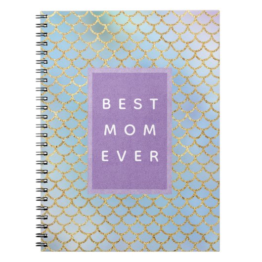 Moeder beste zeemeerminnen blauw glitter notitieboek (Voorkant)