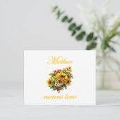 Moeder betekent liefde briefkaart (Staand voorkant)