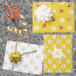 Moeder-bij Bloemen Bebost en Bijen Inpakpapier Vel