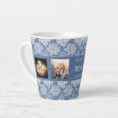 Moeder blauw denim kant foto collage latte mok (Linkerhoek)