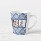 Moeder blauw denim kant foto collage latte mok (Rechts)