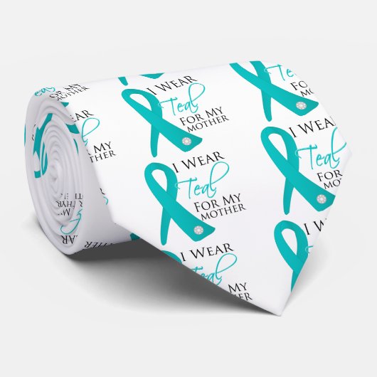 Moeder - Blauwgroen Ovariumkanker van ribbon Stropdas (Opgerold)