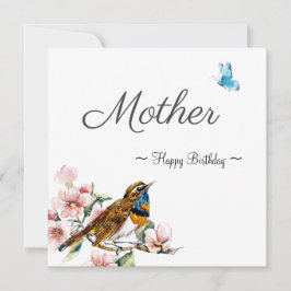 moeder blije verjaardag vogel  florale kaart