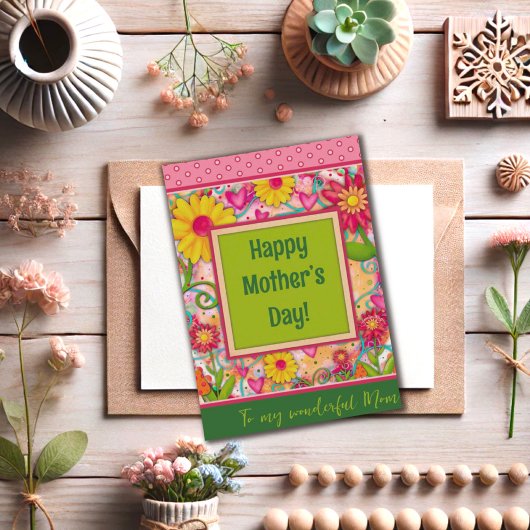 Moeder Bloemharten  Unieke Moederdag Kaart