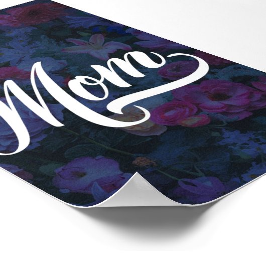 Moeder bloemig donker moederdag poster (Hoek)