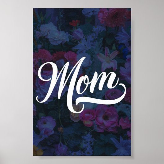 Moeder bloemig donker moederdag poster (Voorkant)