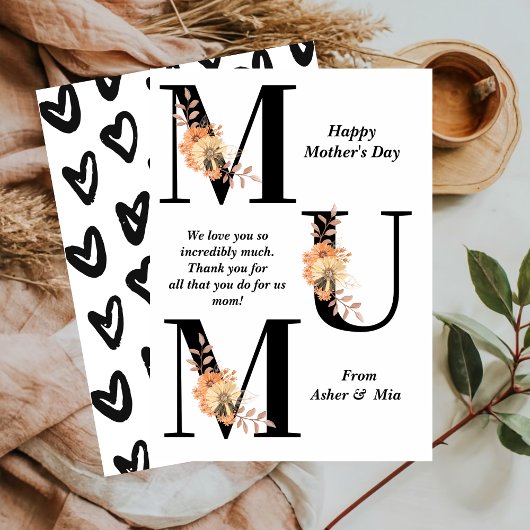 Moeder bloemkaart met vette typografie 'Fijne Moed