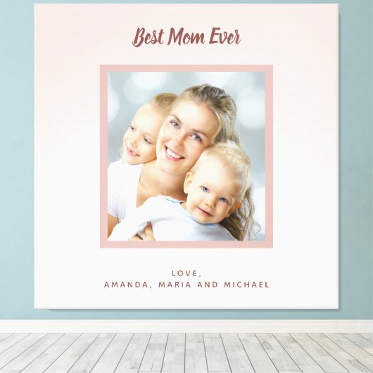 Moeder bloos roze roosgoud foto canvas afdruk (Insitu (Houten vloer))