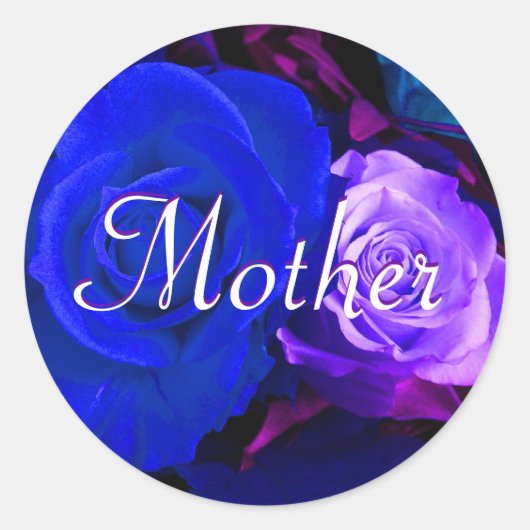 Moeder Blue Paars Roos Sticker (Voorkant)