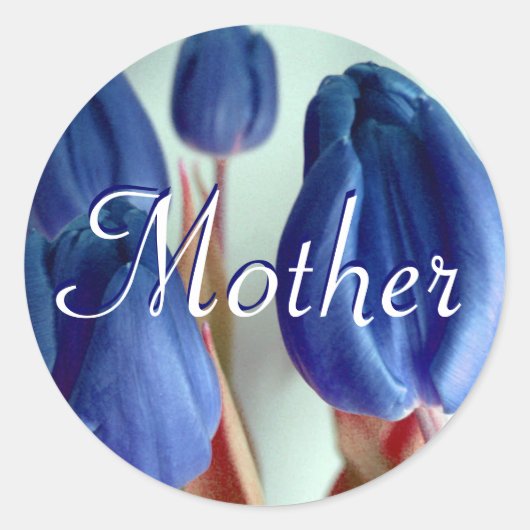 Moeder Blue Tulips-Sticker Ronde Sticker (Voorkant)