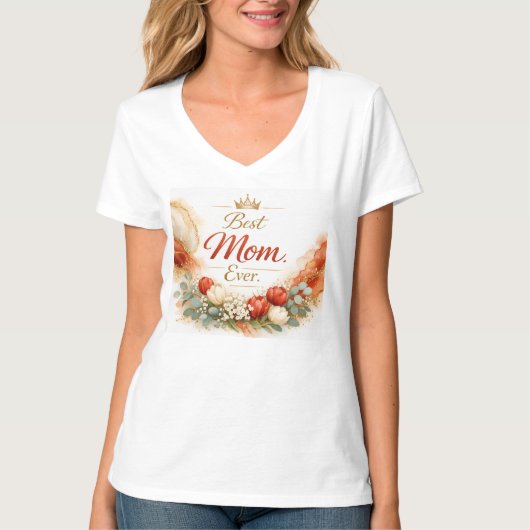 Moeder Boho Waterverf Perzik Mint, Agate Goud, Kun T-shirt (Voorkant)