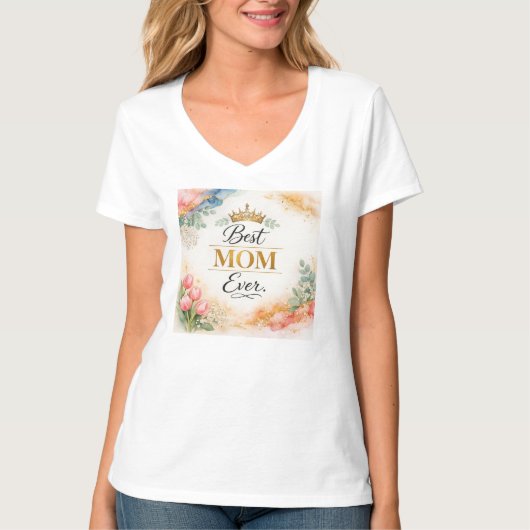 Moeder Boho Waterverf Perzik Mint, Agate Goud, Kun T-shirt (Voorkant)
