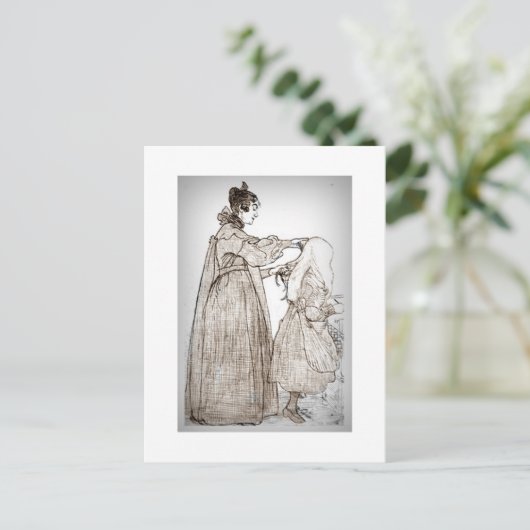 Moeder borst haar dochter haar haar haar haar haar briefkaart (Staand voorkant)