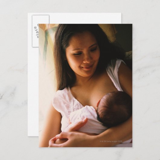 Moeder Borstvoeding Pasgeboren Briefkaart (Voorkant / Achterkant)