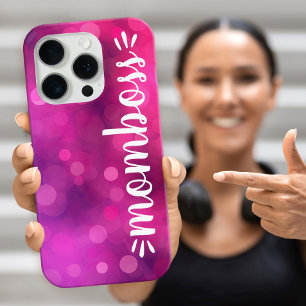 Moeder Boss Babe Fun Script Typografie Bold Hot Ro iPhone 15 Pro Case