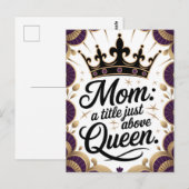 Moeder boven Queen Crown Moederdag Elegant Briefkaart (Voorkant / Achterkant)