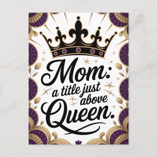 Moeder boven Queen Crown Moederdag Elegant Briefkaart (Voorkant)