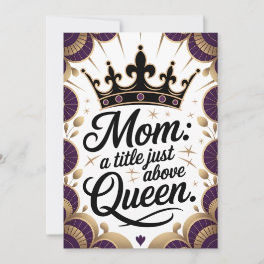 Moeder boven Queen Crown Moederdag Elegant Kaart (Voorkant)