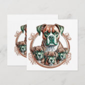 Moeder Boxer En Haar 3 Pups Kaart (Voorkant / Achterkant)