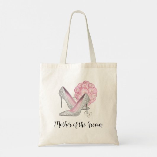 Moeder Bruid Bruidegom Zilveren Schoenen Roze Roze Tote Bag (Achterkant)